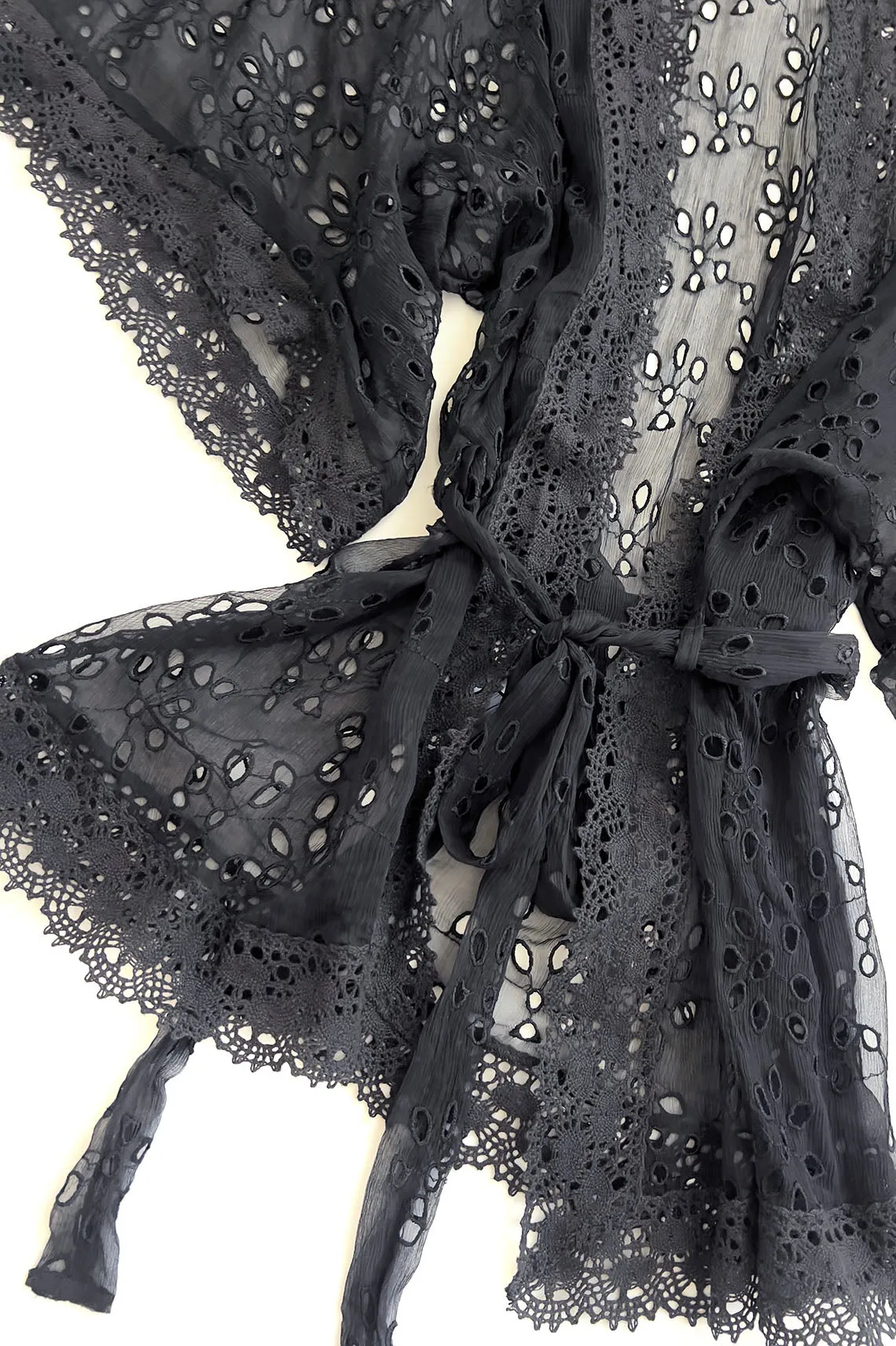 In Heroes We Trust x Clare Bare Emroidered Black Lace Robe