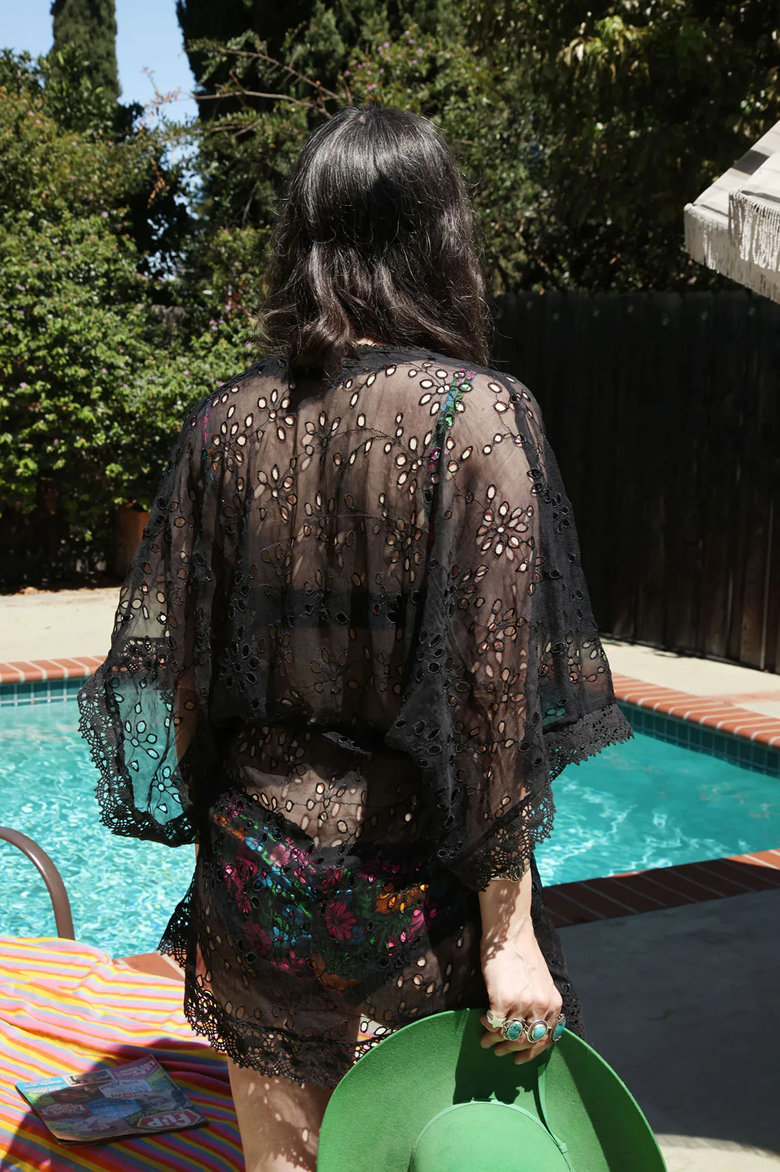 In Heroes We Trust x Clare Bare Emroidered Black Lace Robe