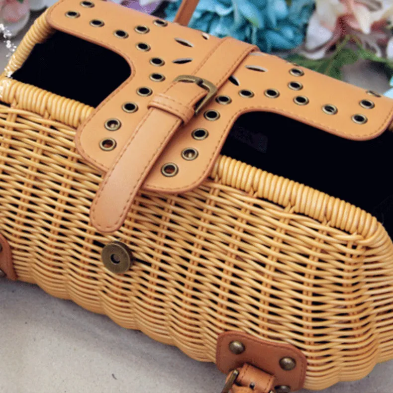 Japanese Journal of the Hands Rattan Tote Bag