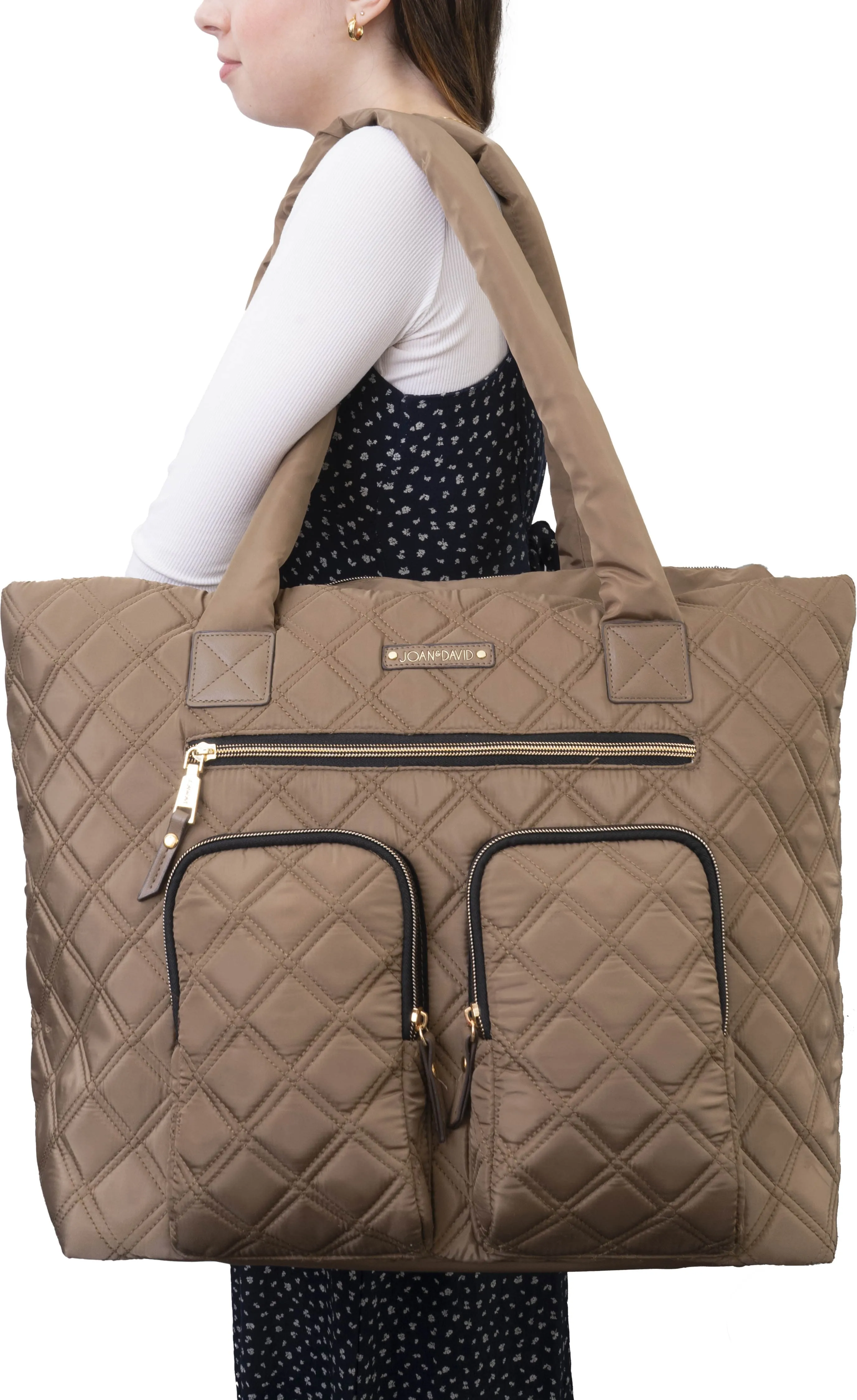 Joan & David Diamond Quilted Nylon Tote