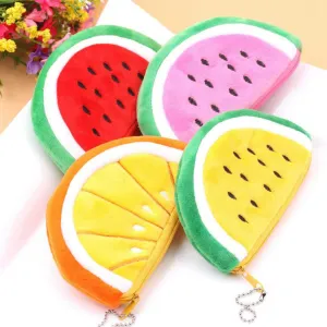 Kawaii Fruits Plush Coin Purse Children Zip Small Change Purse Wallet Women Pouch Money Bag Girl Mini Short Coin Holder Wallet