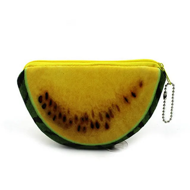 Kawaii Fruits Plush Coin Purse Children Zip Small Change Purse Wallet Women Pouch Money Bag Girl Mini Short Coin Holder Wallet