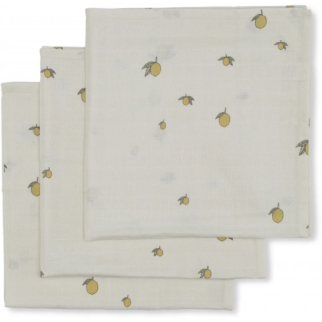 KONGES SLØJD - Muslin Cloths (pack of three) - Lemon