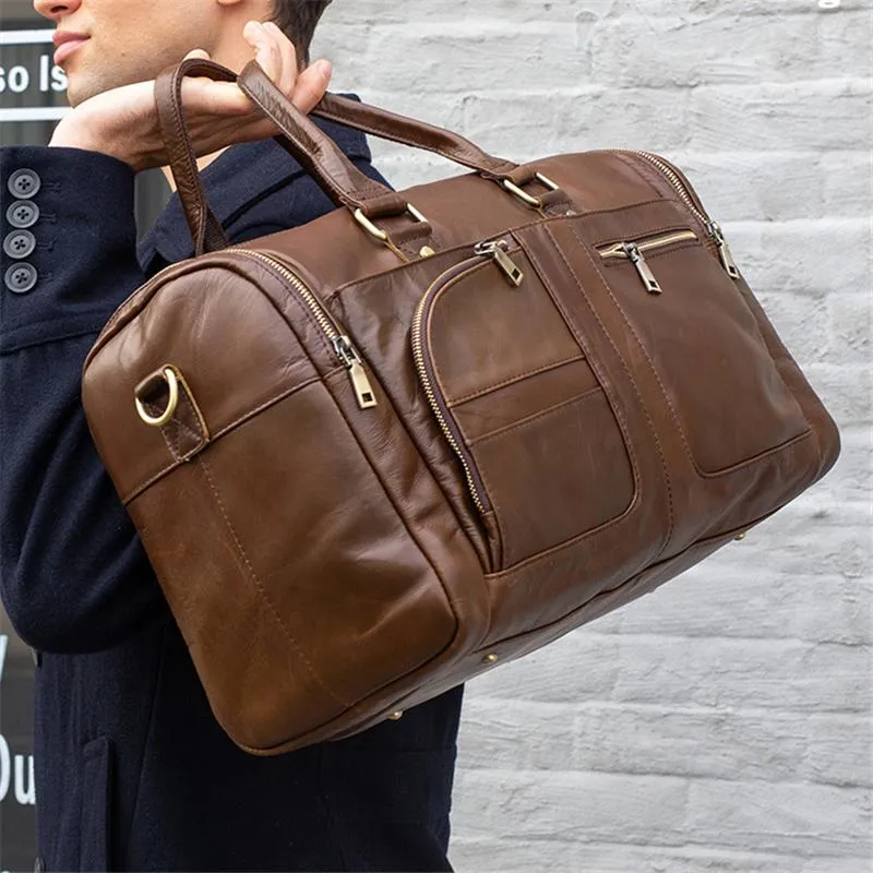 Large Capacity Durable Travelling Leather Duffel Bags For Men