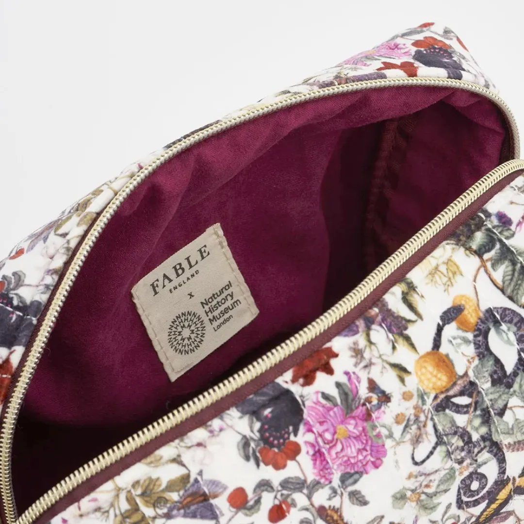 Large Floral Engravings Velvet Cosmetic Bag