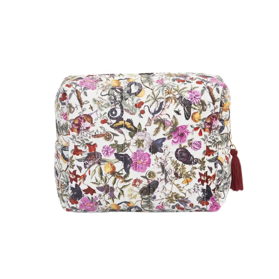 Large Floral Engravings Velvet Cosmetic Bag