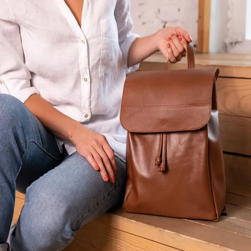 Leather backpack women Soft leather backpack Brown backpack Handmade