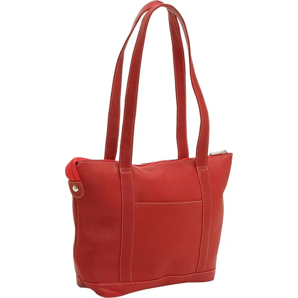 Leather Double Strap Small Pocket Tote