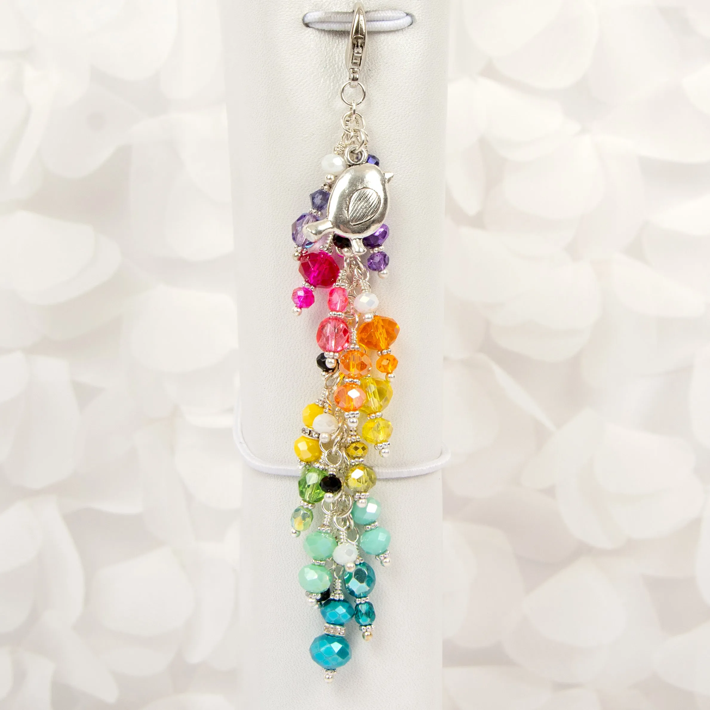 Little Bird Planner Charm with Rainbow Crystal Dangle