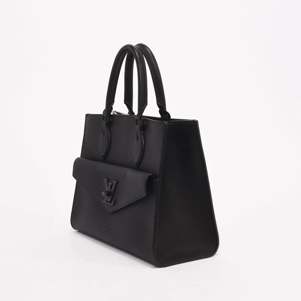 Louis Vuitton Black Grained Calfskin LockMe PM Tote