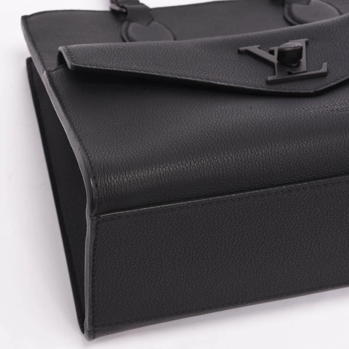 Louis Vuitton Black Grained Calfskin LockMe PM Tote