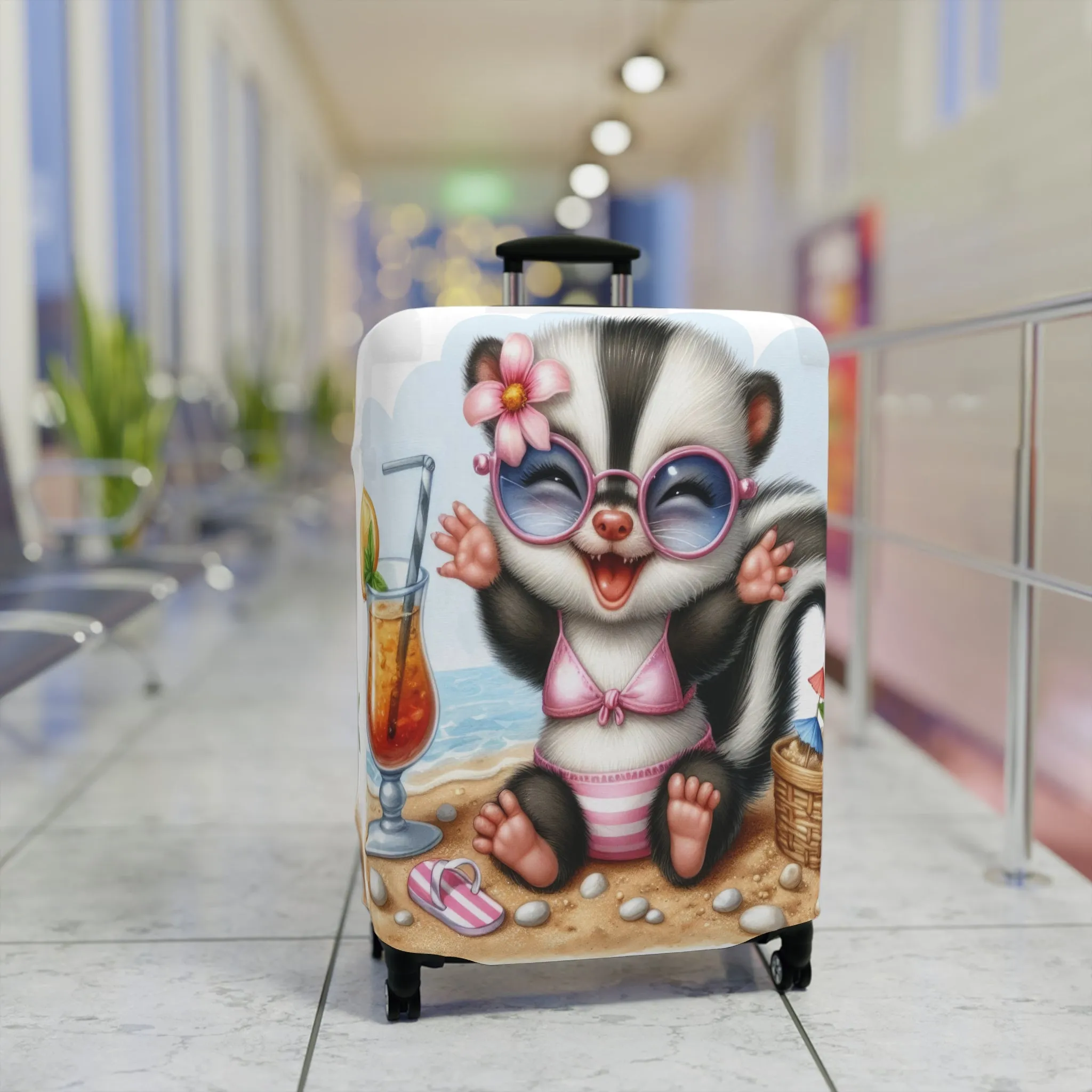 Luggage Cover, Skunk at the Beach, awd-1411