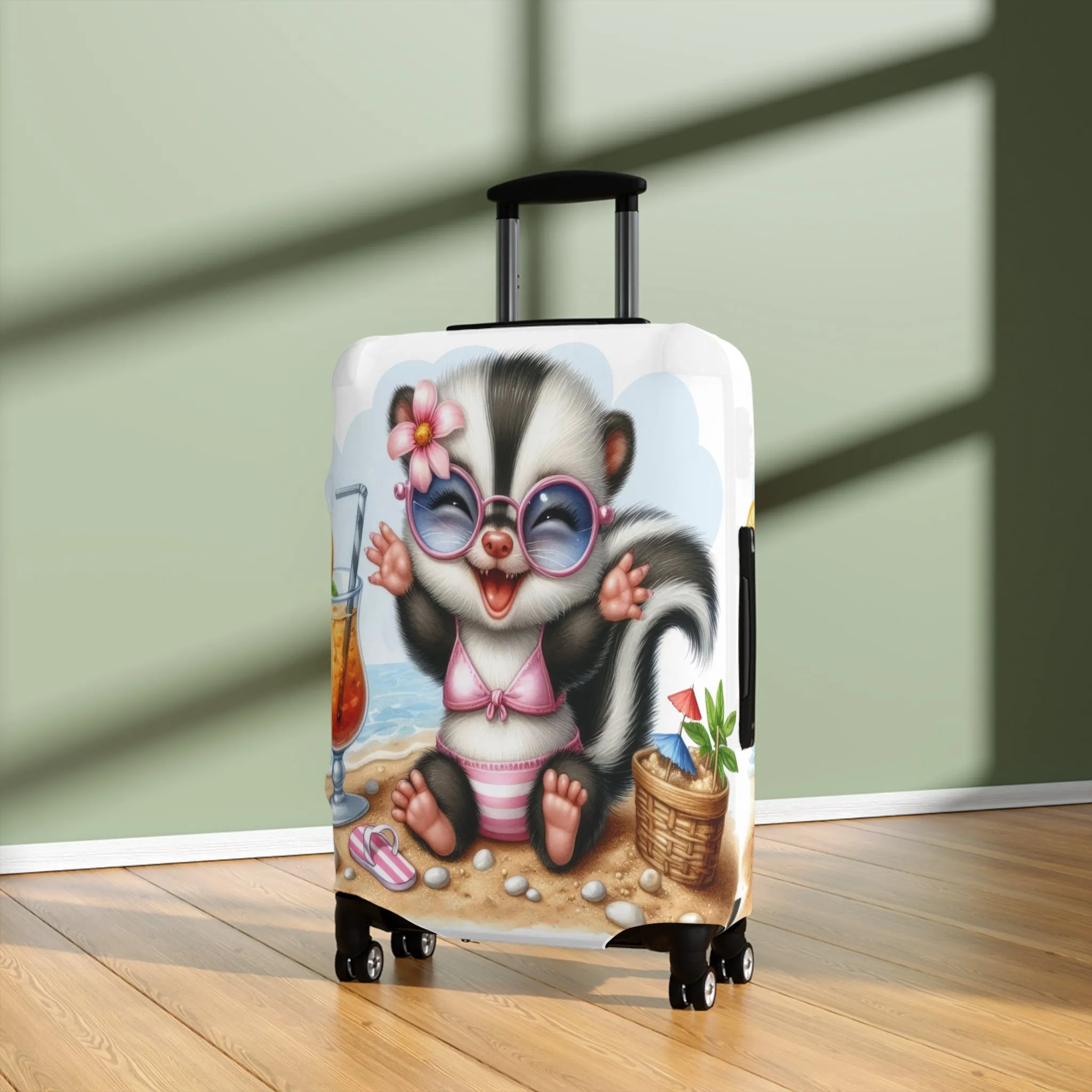 Luggage Cover, Skunk at the Beach, awd-1411