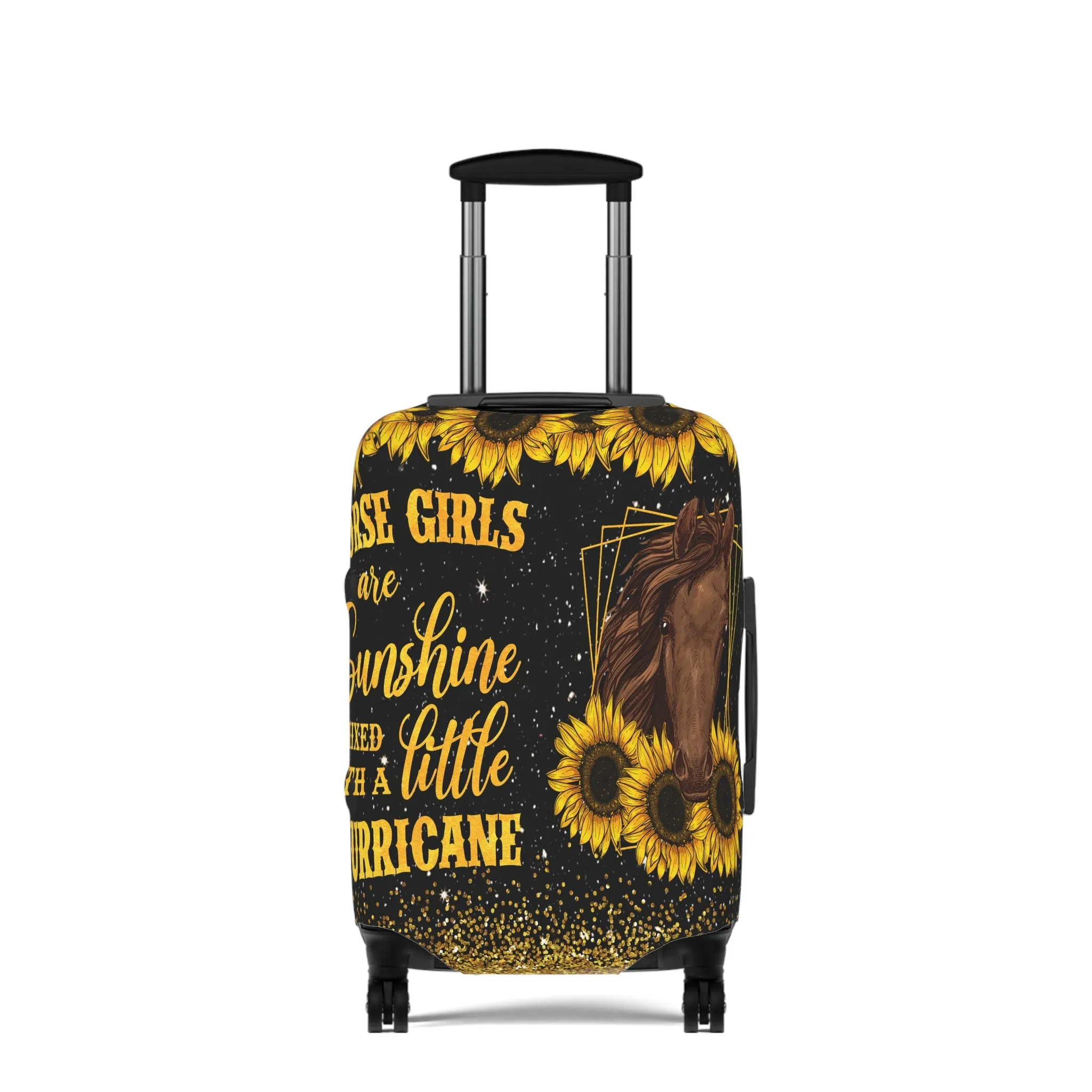 Luggage Cover, Sunflowers, Horse, Horse Girls are Sunshine mixed with a little Hurricane , awd-1687