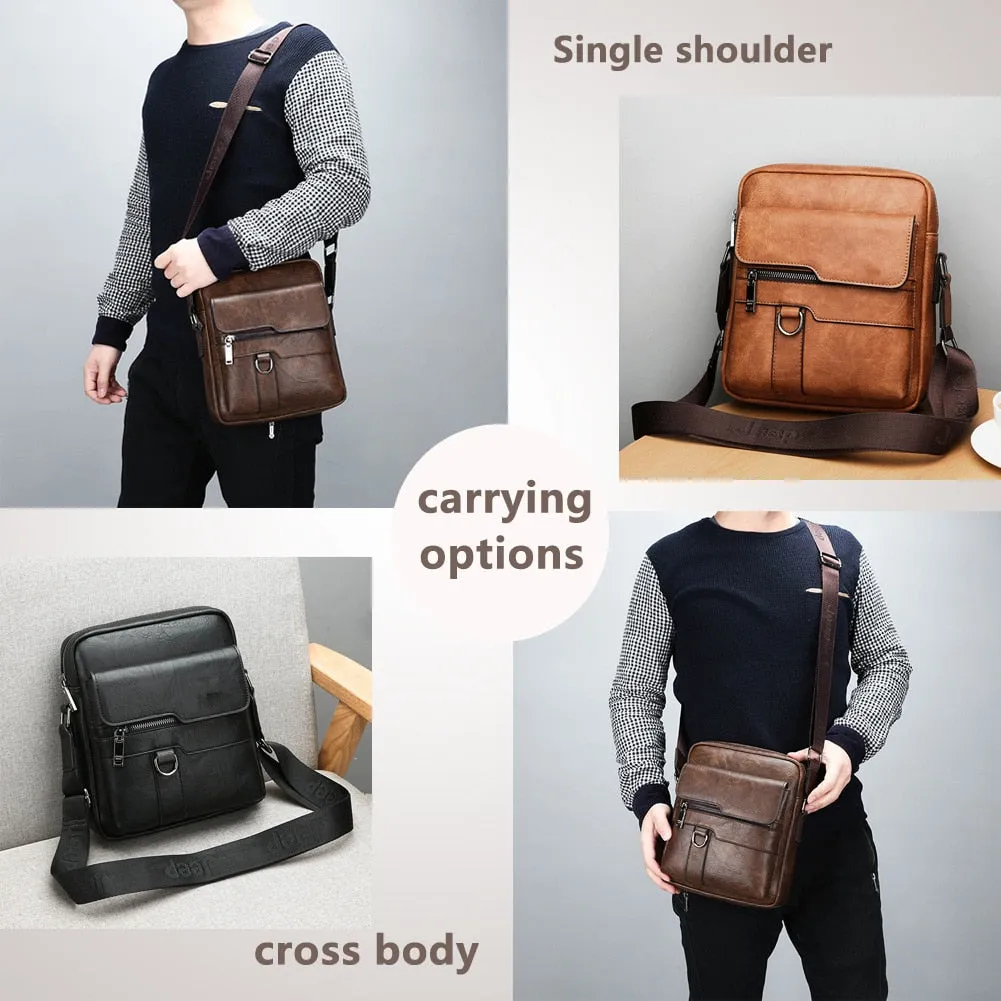 Man Leather Bag Shoulder Crossbody Bags For Men Cow Split Leather Male iPad Business Messenger Bag