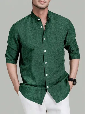 Manfinity Mode Men's Casual Solid Color Long Sleeve Shirt