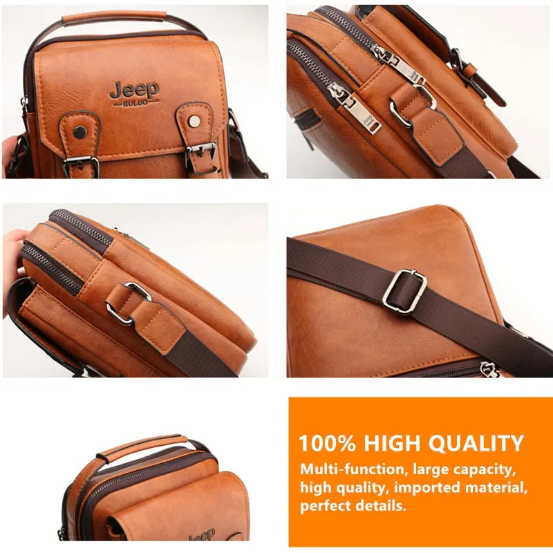 Man's Crossbody Shoulder Bag Multi-function Men Handbags Large Capacity Split Leather Bag For Man Travel