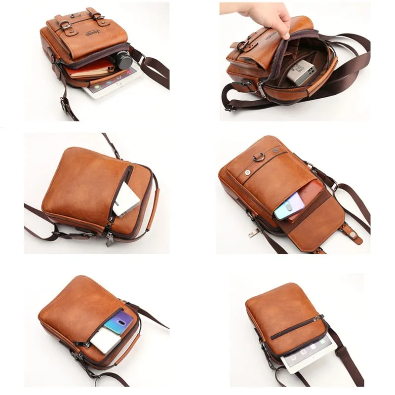 Man's Crossbody Shoulder Bag Multi-function Men Handbags Large Capacity Split Leather Bag For Man Travel