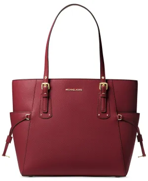 Michael Kors Women's Dark Berry Voyager East West Crossgrain Leather Tote