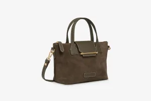 Mini Travel Tote - Khaki Suede