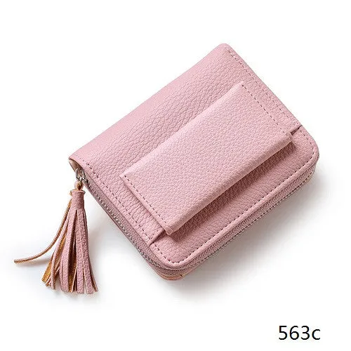 Miyahouse Women Mini Wallets Female Tassel Pendant Short Money Wallets PU Leather Lady Zipper Coin Purses Fashion Card Holders