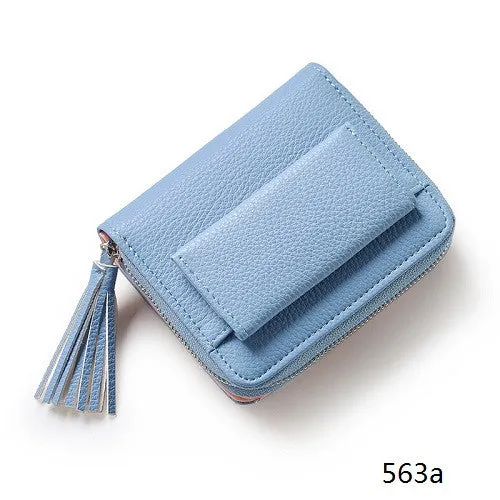 Miyahouse Women Mini Wallets Female Tassel Pendant Short Money Wallets PU Leather Lady Zipper Coin Purses Fashion Card Holders