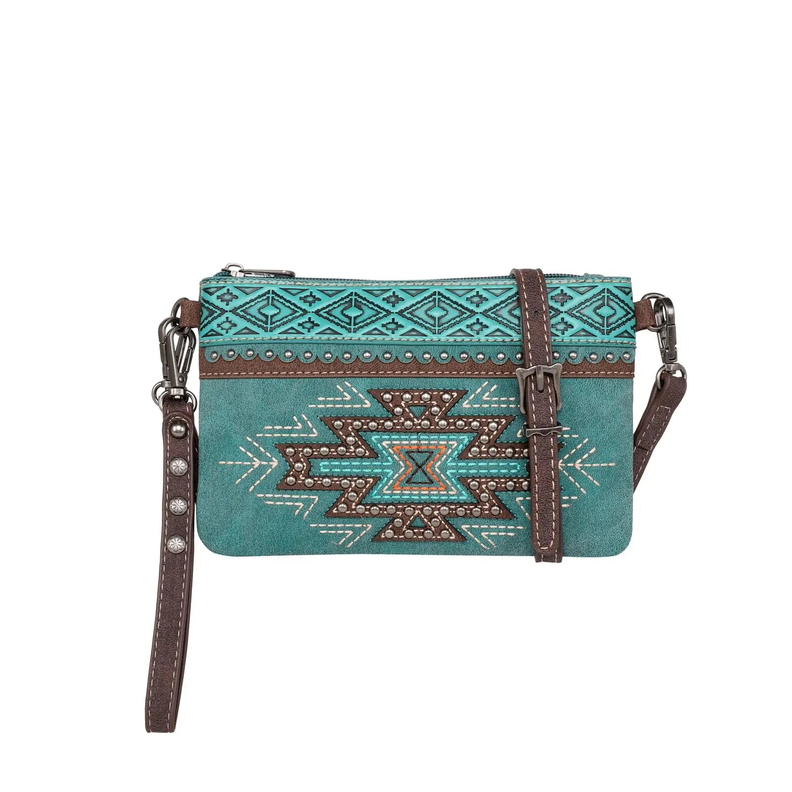 Montana West Ladies Aztec Collection Clutch/Crossbody - Turquoise - MW1207-181