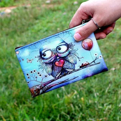 Owl Elephant giraffes Print coin purse,Ladies clutch change purse,Women cartoon zero wallet,Female Zipper coins bag wallet pouch