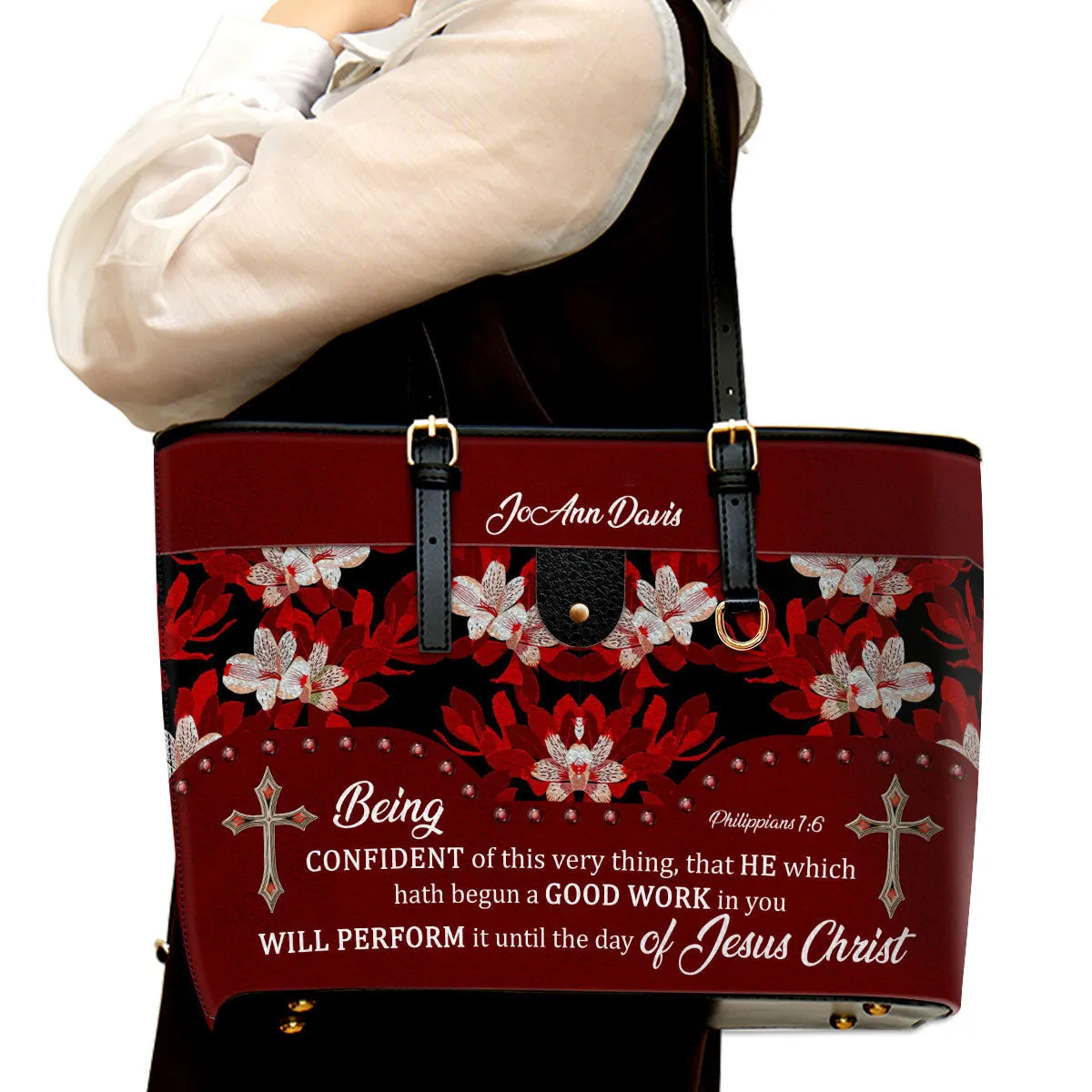 Personalized Large Leather Tote Bag Bag - Spiritual Gifts For Christian Women