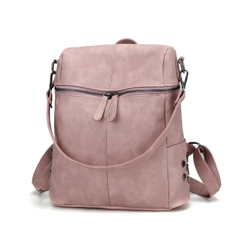 Pink Leather Multi-functional Square Shoulder Bag