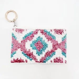 Pink/Turq Aztec Keychain Pouch