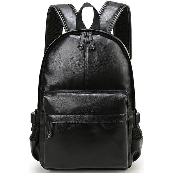 Preppy Style Leather School Backpack Bag For College Men Casual