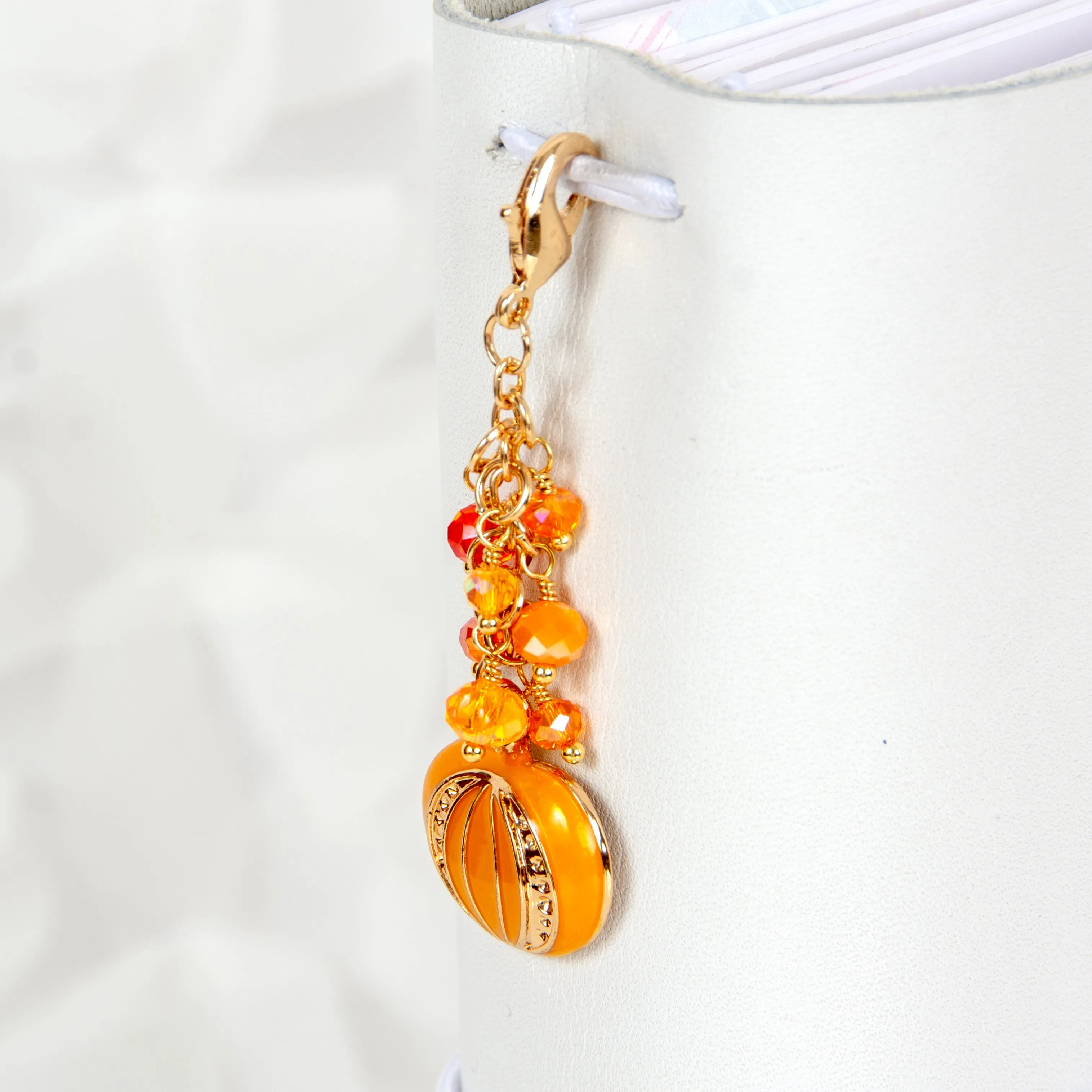 Pumpkin Dangle Charm with Orange Crystals