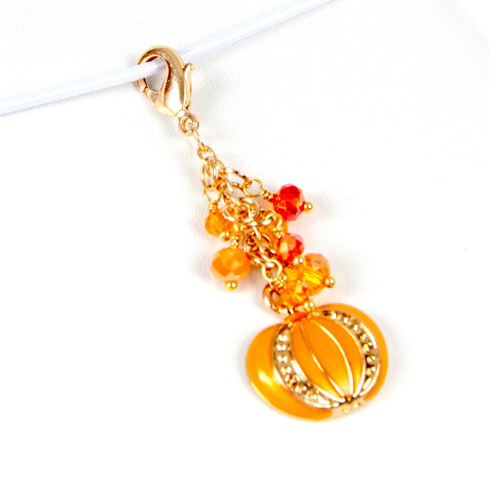 Pumpkin Dangle Charm with Orange Crystals