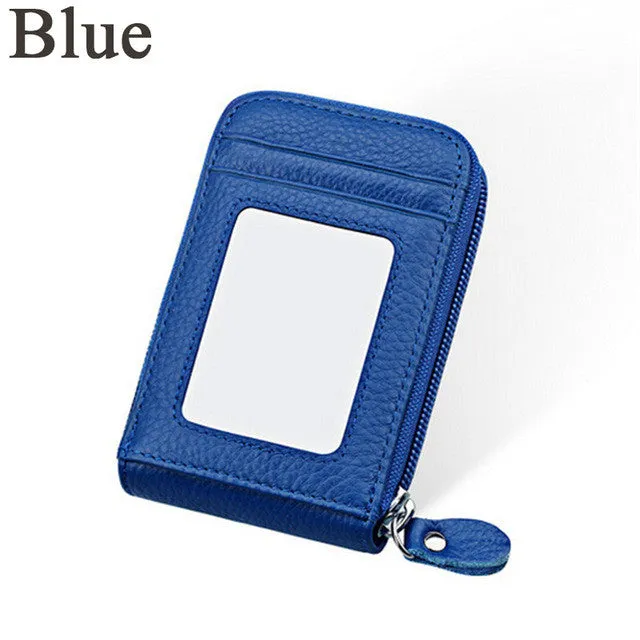 QICAI.YANZI Brand Unisex Card Holder Fashion Leather Wallet Zipper ID Credit Card Holder Organizer Bag Purse Large Capacity N535