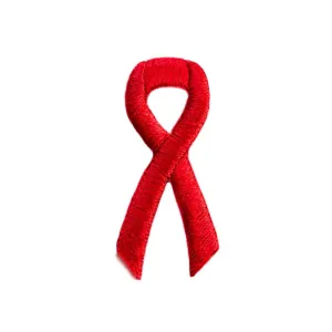 Red Ribbon Embroidered Stick-ons - 25-pack