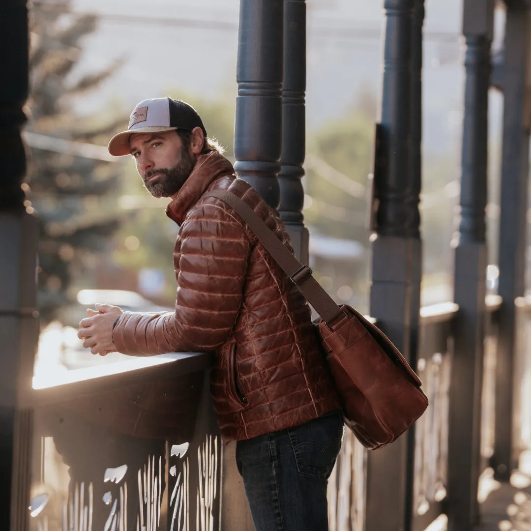 Roosevelt Buffalo Leather Satchel Messenger Bag | Amber Brown