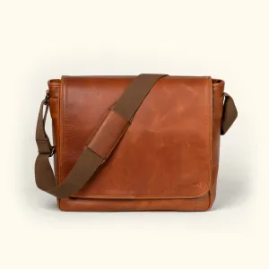 Roosevelt Buffalo Leather Satchel Messenger Bag | Amber Brown