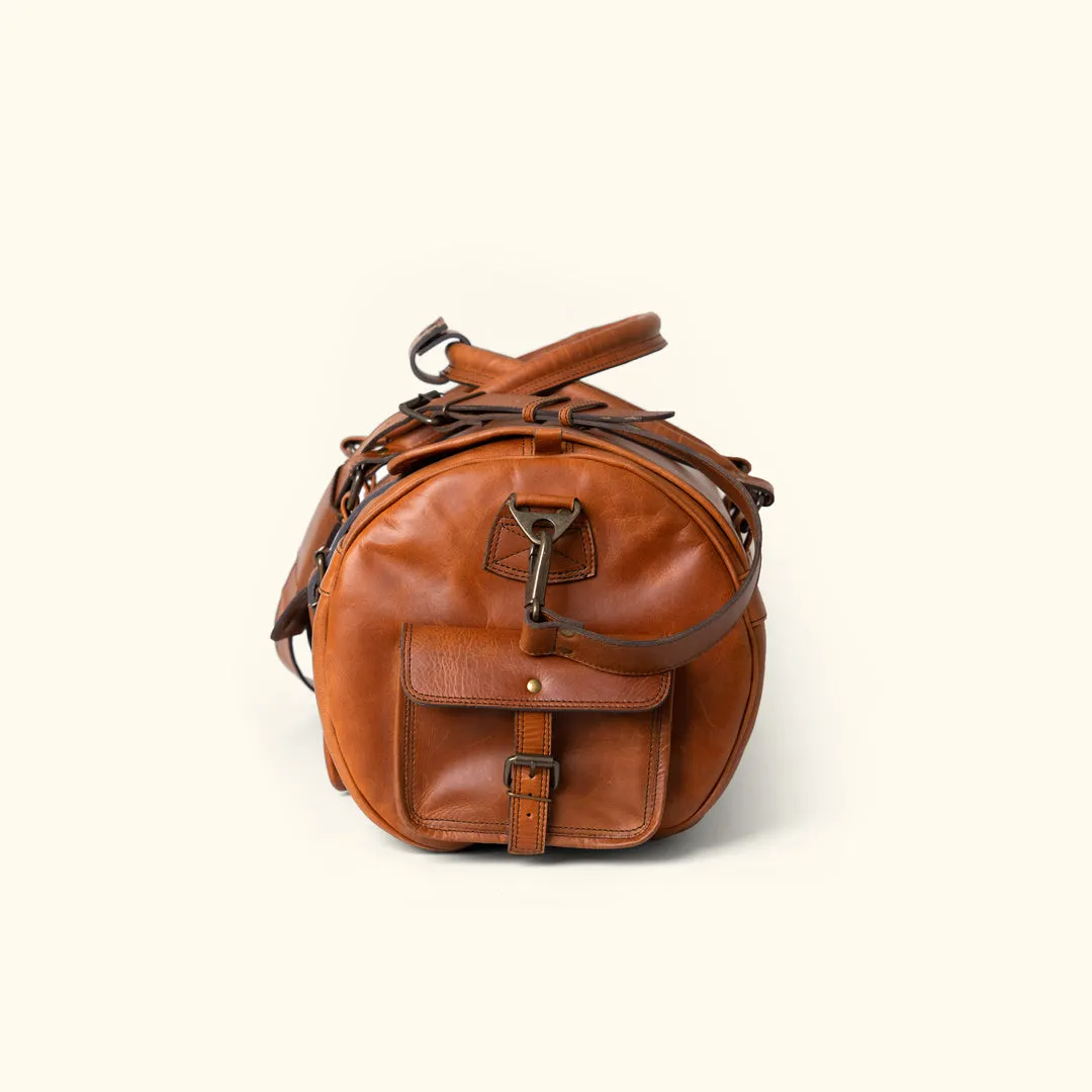 Roosevelt Buffalo Leather Travel Duffle Bag | Amber Brown