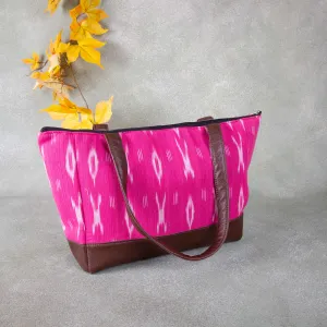 Sarus Crane Series Jumbo Tote Dark Pink with White Prints.