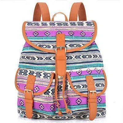 School Bag Bohemian Vintage Women Backpack Drawstring Printing Canvas Bagpack Sac a Dos Femme Rucksack Female