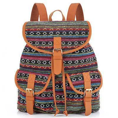 School Bag Bohemian Vintage Women Backpack Drawstring Printing Canvas Bagpack Sac a Dos Femme Rucksack Female