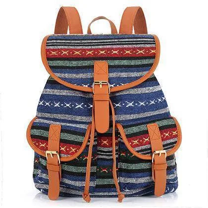 School Bag Bohemian Vintage Women Backpack Drawstring Printing Canvas Bagpack Sac a Dos Femme Rucksack Female