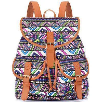 School Bag Bohemian Vintage Women Backpack Drawstring Printing Canvas Bagpack Sac a Dos Femme Rucksack Female