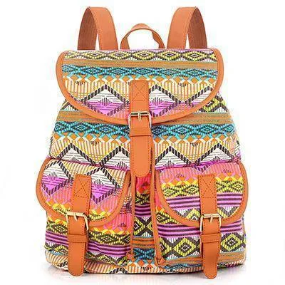 School Bag Bohemian Vintage Women Backpack Drawstring Printing Canvas Bagpack Sac a Dos Femme Rucksack Female