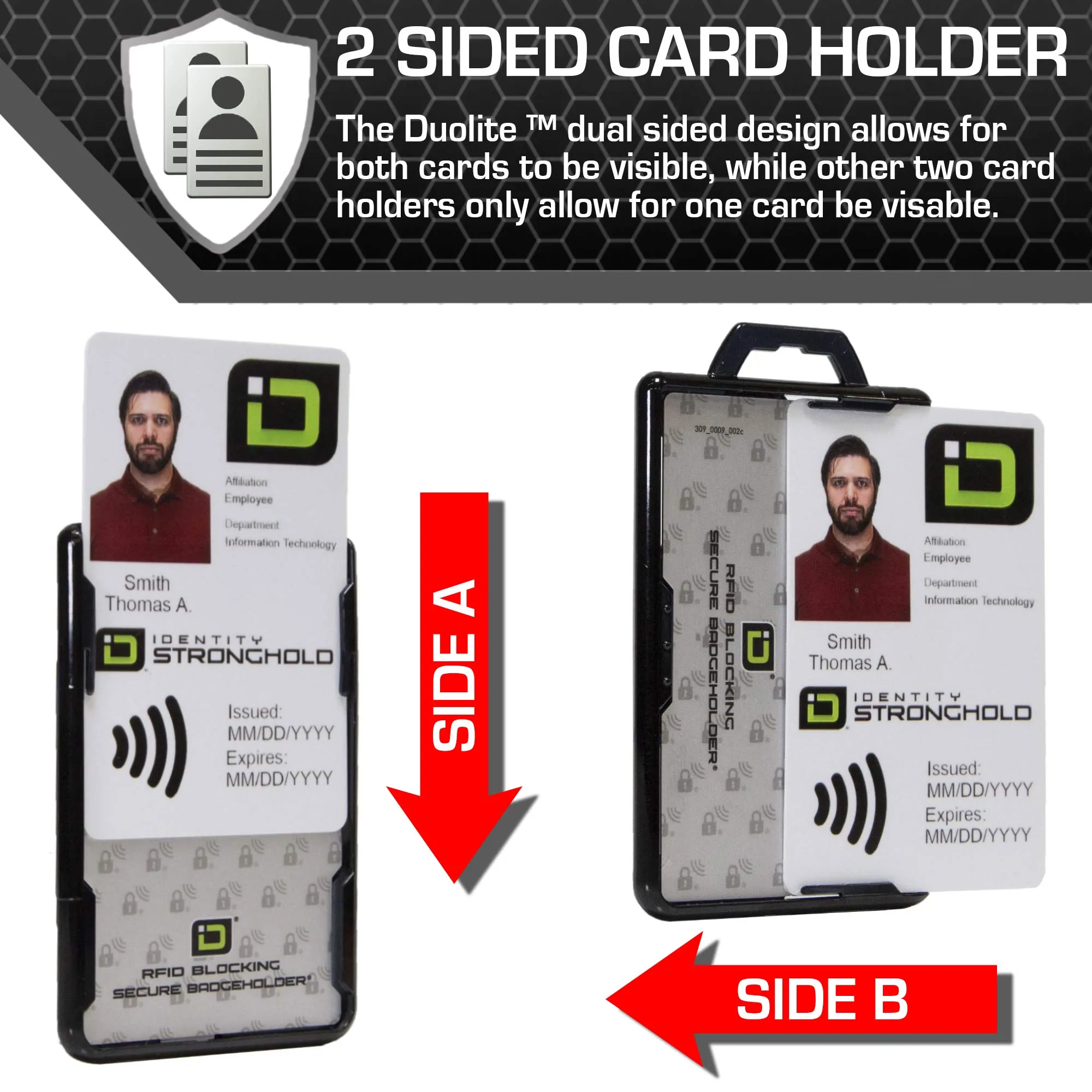 Secure Badge Holder Duolite ® Vertical 2 ID Card Holder, and Lanyard Bundle