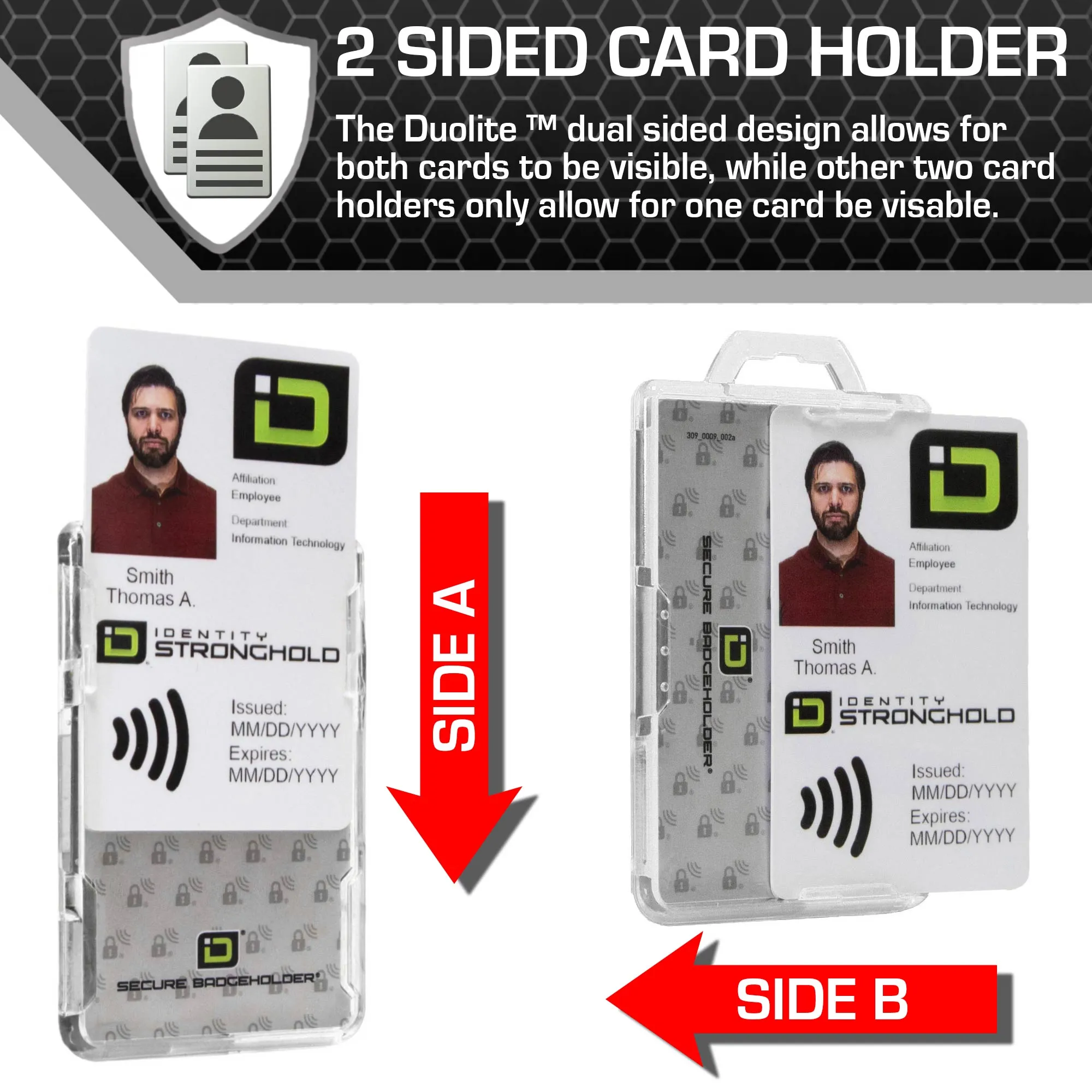 Secure Badge Holder Duolite ® Vertical 2 ID Card Holder, and Lanyard Bundle