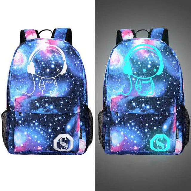 Senkey style Men's Backpack Anime Starry sky Luminous Printing Teenagers Casual Mochila Men Women's Student Cartoon School Bags