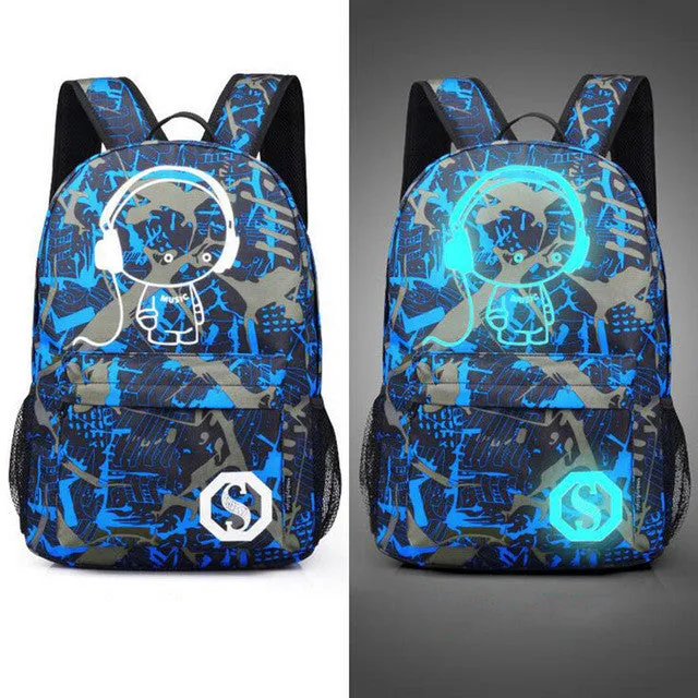 Senkey style Men's Backpack Anime Starry sky Luminous Printing Teenagers Casual Mochila Men Women's Student Cartoon School Bags