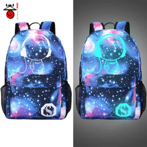 Senkey style Men's Backpack Anime Starry sky Luminous Printing Teenagers Casual Mochila Men Women's Student Cartoon School Bags